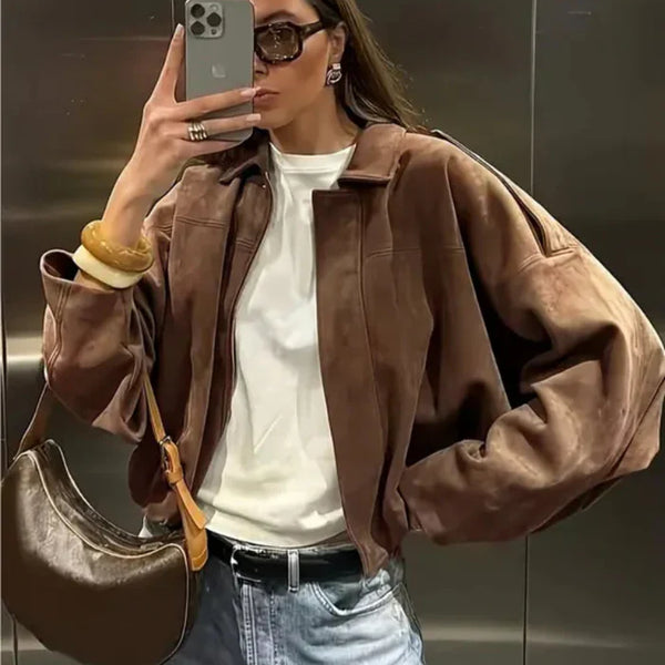 GIACCA BOMBER IN PELLE SCAMOSCIATA